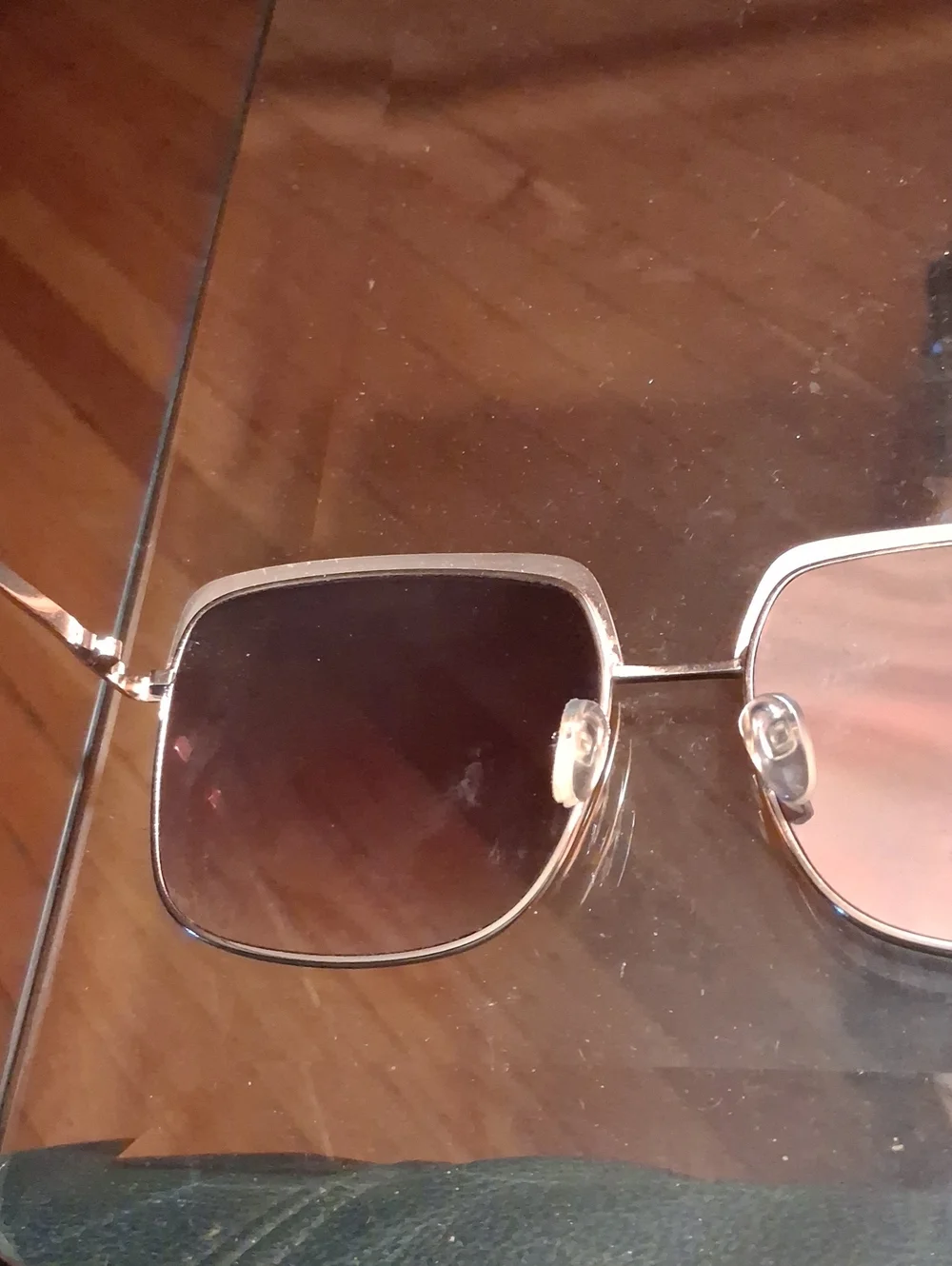 Gold Frame Women's Square Sunglasses with Gradient Brown Lenses